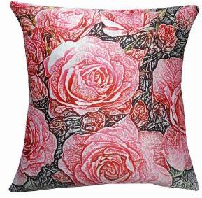 DECORATIVE PINK FLORAL CUSHION COVER