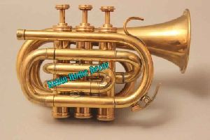 SHOWPIECE BRASS POCKET TRUMPET CORNET SOLID BRASS POCKET CORNET