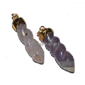 Amethyst Spiral Pencil Pendants