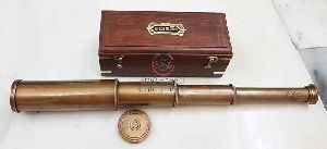 Antique Telescope With Wooden Box