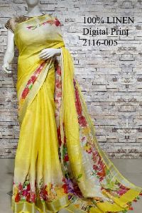 Digital Printed Linen Sarees