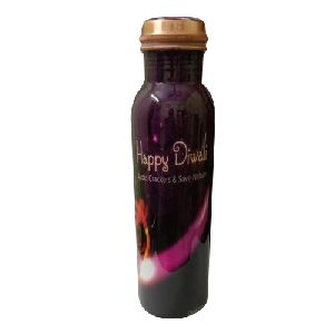 Purple Printed Meena Copper Bottle