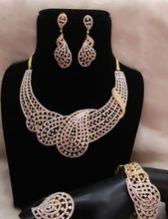 american diamond combo necklace set with ring and bracelet