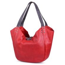 handmade red ladies hobo bag.