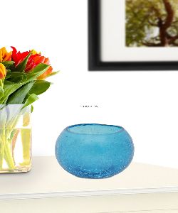 Blue Glass Candle Tea Light Holder