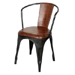 Industrial & vintage Black iron metal Dining Chair with arms