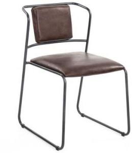 iron metal Dining Chair with genuine leather seat