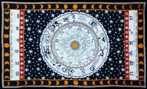 Black and White Zodiac Tapestry Wall hanging Horoscope Tapestry