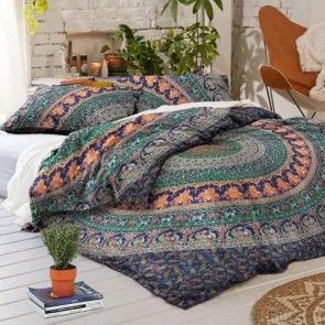 bohemian mandala quilt cover with matching pillow cases boho duvet cover