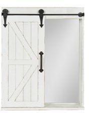 Cates Wood Wall Storage Cabinet With Vanity Mirror and Sliding Barn Door