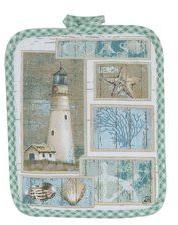 Coastal Lighthouse Shells and Coral Kitchen Pot Holder