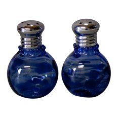 Mini Abstract Blue Salt and Pepper Shaker Set