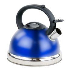 Stainless Steel Whistling Tea Kettle - Encapsulated Stovetop Teapot, Blue