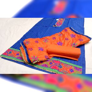 Owomaniya Blue Color Silk Dress Material