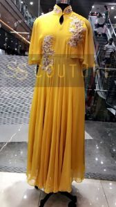 Yellow Bell Embroidered Gown