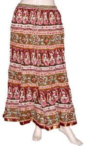 Maxi Full Length Hand Sanganeri Printed Skirt