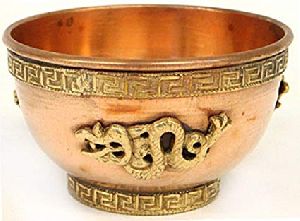 Dragon Design Copper Offering Bowl