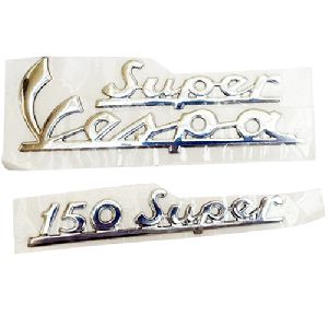 Vespa Super 150 Self Adhesive Silver Side Panel Legshield Rear Badge