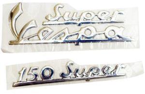 Vespa Super 150 Self Adhesive Silver Side Panel Legshield Rear Badge