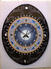 hand painted glass wall clock