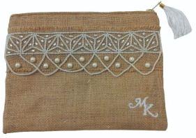 Jute Embroidered Shower Bridal Pouch