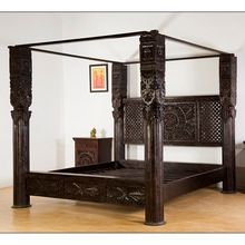 Hand Carved Pillar Bed