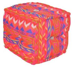 cotton jacquard pouf ottoman