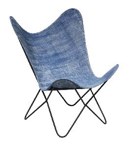 Denim Fabric Butterfly Iron Chair
