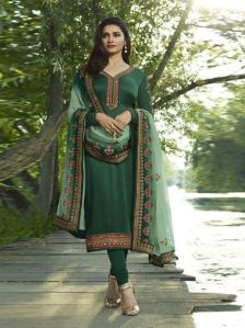 Designer Green Embroidered Straight Suit