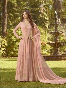 Designer Peach Anarkali Salwar Suit