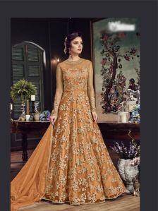 Orange Designer Anarkali Salwar Suit