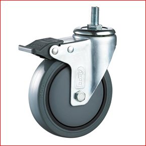 Medium Duty Single Ball Bearing PU Brake Caster Wheels