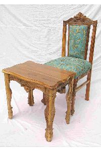 Wooden Carved Table and Chair