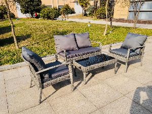 4 Piece Steel Rattan Sofa Set