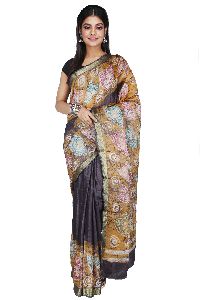 Batik Print Mix of Tussar Pure cotton Handloom Saree