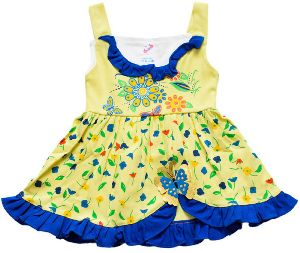 Kids Sleeveles Printed Cotton Frock