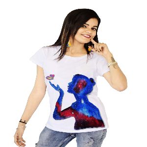 Galaxy Avatar Girl Painted T-Shirt