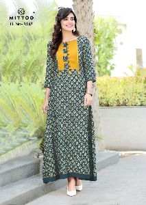 Rayon Cotton Straight Kurti