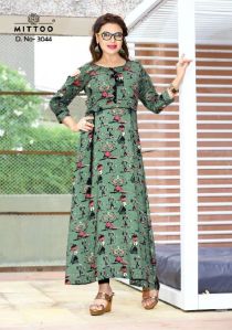 Rayon Printed Straight Kurti