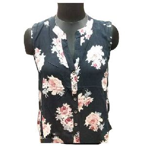 Ladies Floral Print Sleeveless Shirts