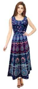 Fancy Jaipuri Printed Cotton Maxi Frock Kurti