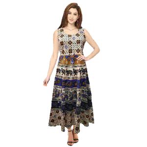 Multicolor Jaipuri Cotton Long Kurti