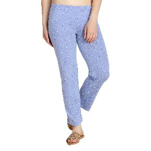 Carlo Bossi - Women's Printed Cotton Lounge Pants, Blue Melange