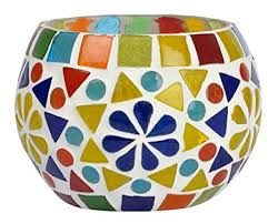 Mosaic Glass Round Candle Holders