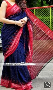 Enthralling IKKET Print Soft MALMAL Cotton Saree