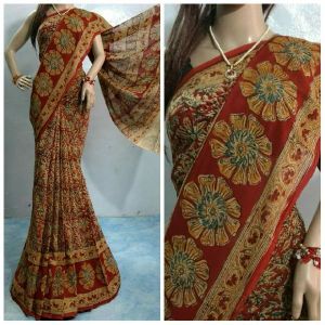 Block Print Kalamkari Saree