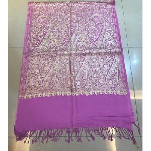 Pink Pashmina Kashmiri Silk Embroidered Stole