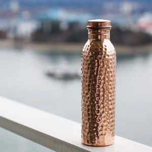 copper hammered water bottle