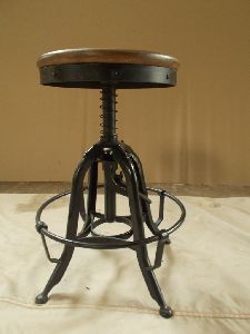 Bar Stool with leather and wooden top