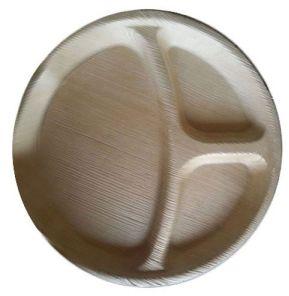 3 Partition Areca Leaf Round Plate